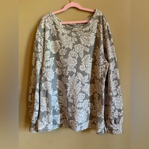 Floral sweater Ellen Tracy grey white Size Large Women’s